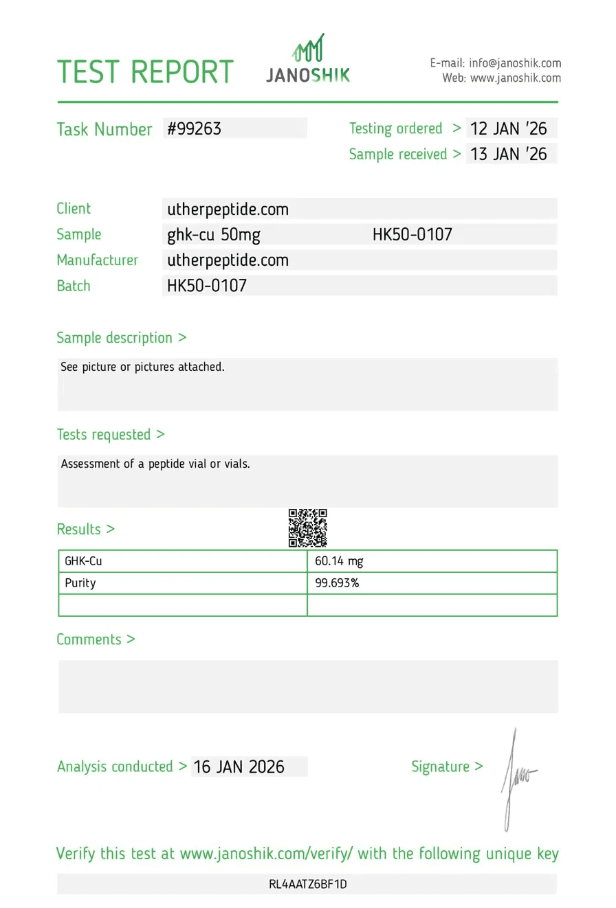 Certificate of Analysis – GHK-Cu 50mg