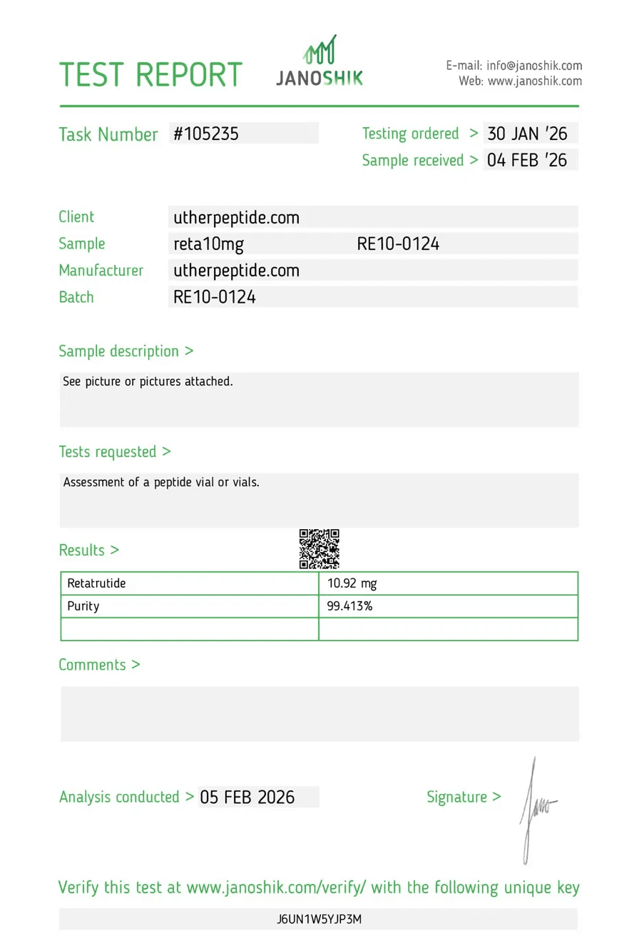 Certificate of Analysis – Retatrutide 10mg