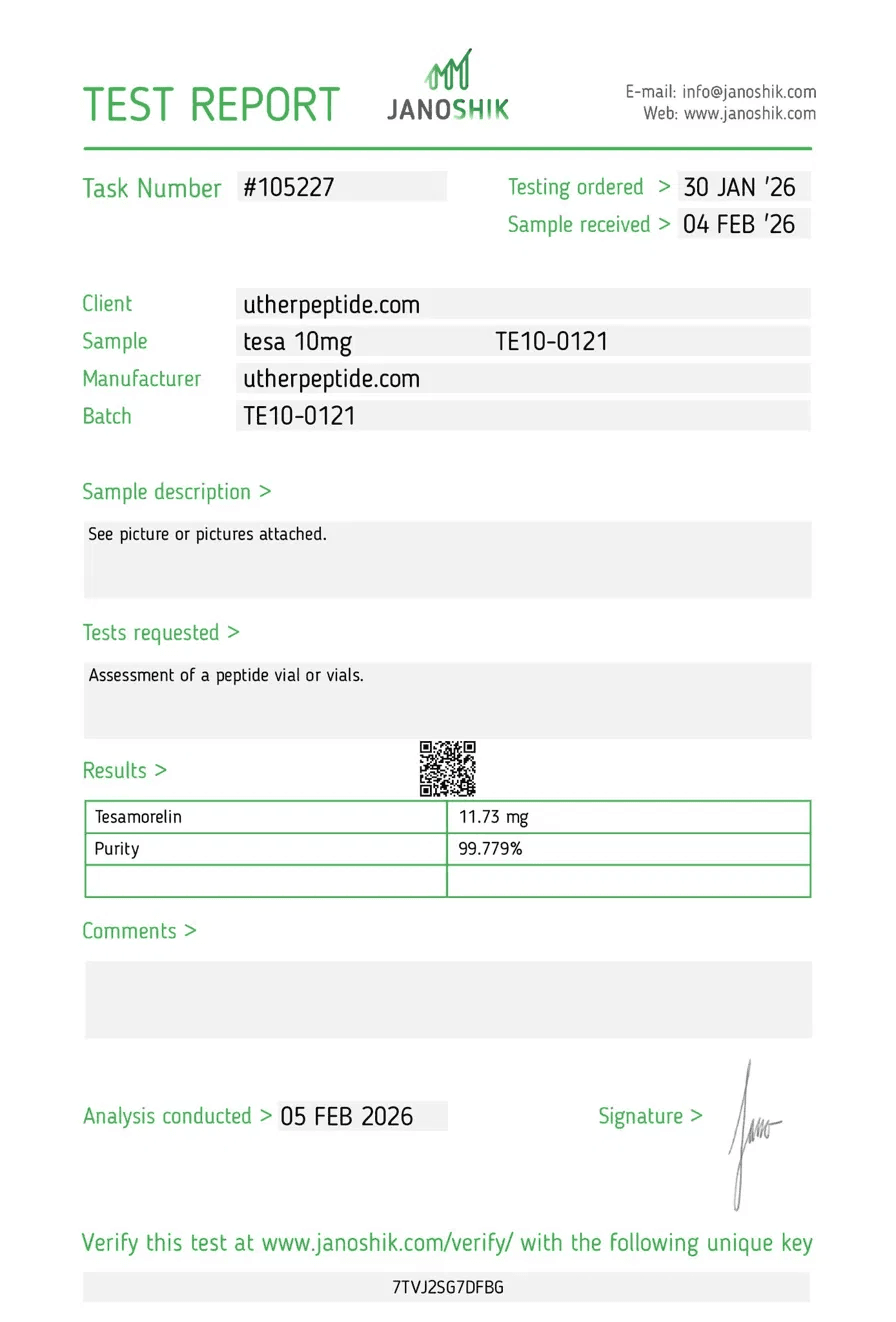 Certificate of Analysis – Tesamorelin 10mg
